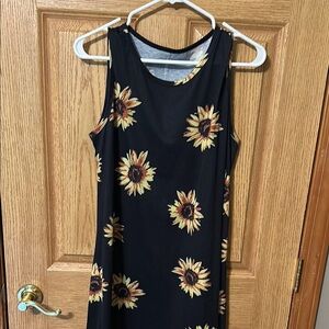 Sunflower Print Sleeveless Dress